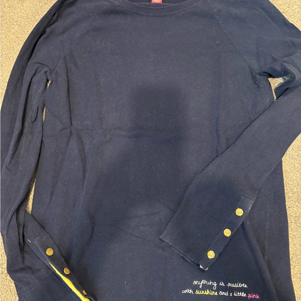 Lilly Pulitzer Navy Sweater with Gold Accents